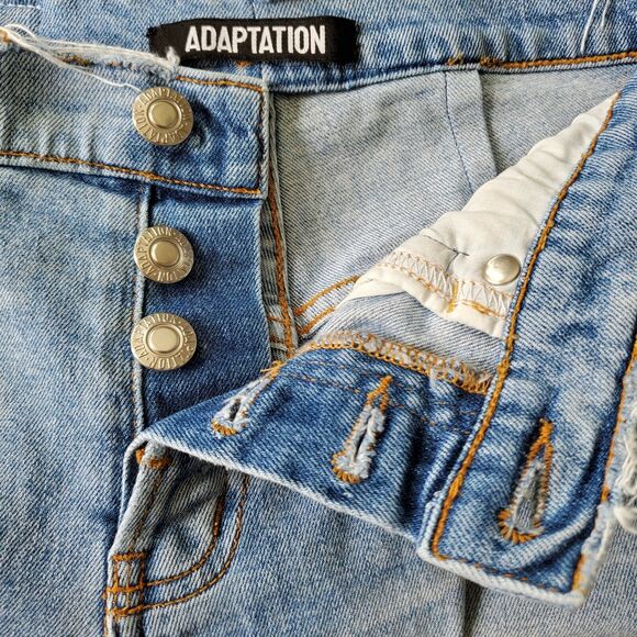 Adaptation Jeans Womens Size 28 Button Fly Distressed Crop Ankle Straight Leg - Picture 7 of 10